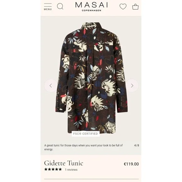 NWT Masai Gidette Tunic XL Coffee Bean Top Oversized Lagenlook Equestrian Boho - Picture 4 of 10